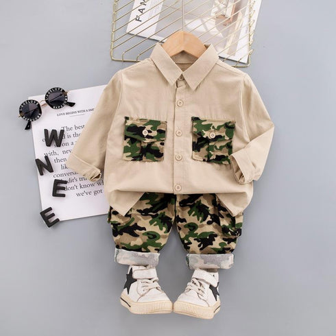 Spring and Autumn Children's Shirt Set Two-Piece Set