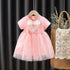 Girl's Love Bow Dress Summer New Girl's Western Style Mesh Princess Dress