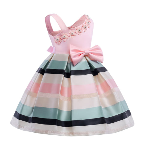 Girls' Dress European And American Children's Dress Little Girl Princess Dress Temperament Striped Dress Dress