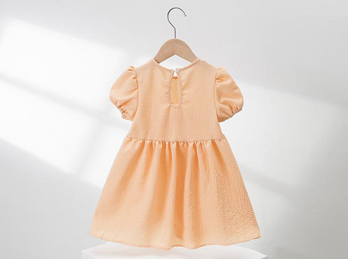 Girls' Dress Summer Dress New Bubble Sleeve Macaroon Color Princess Dress