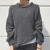 Fall Winter Loose Solid Color Crewneck Knit Pullover