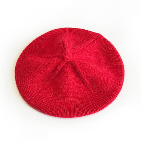 Solid color foreign style wool knit cap beret 9.44 inches
