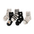 Black and white baby bear socks striped letter color matching socks