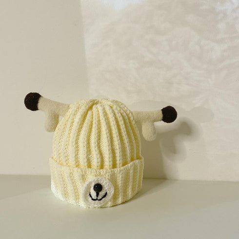 Children's Wool Hat Cute Antler Pullover Hat In Autumn And Winter Circumference 18.9-20.5 inch