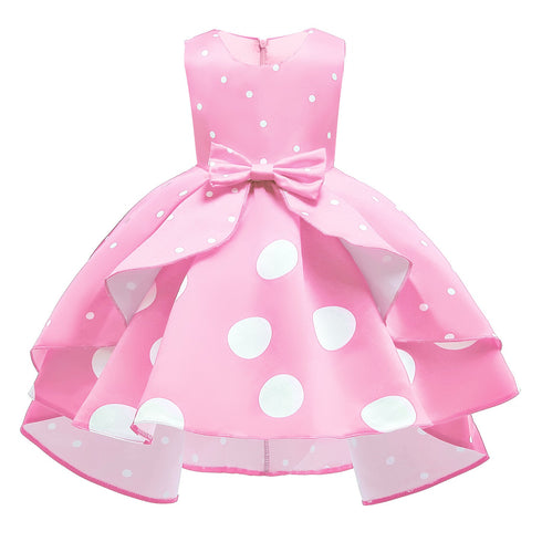 Girl's Wave Dot Vintage Dress Children's Princess Dress Dress