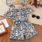 Girls' Summer Floral One Shoulder Bandage Bow One-piece Shorts