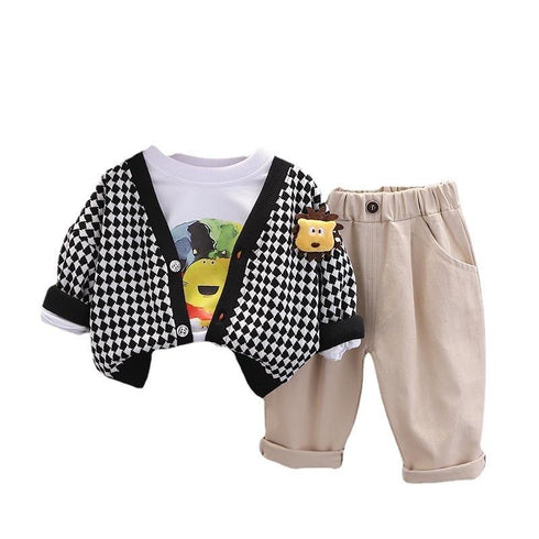 Boy's Plaid Cardigan Jacket Set of Three