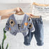 Spring and Autumn Boys Long Sleeve Cardigan Three-Piece Set