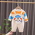 Children's suit spring and autumn cartoon suspenders two-piece suit