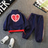 Autumn and winter boys plus velvet long sleeve suit two-piece set