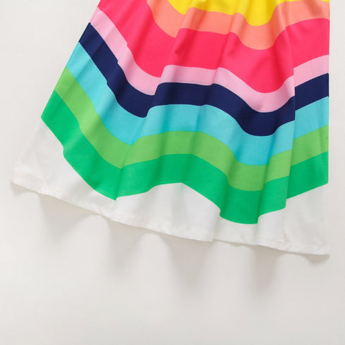 Girls' Suspender Rainbow Print Dress