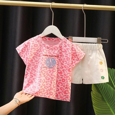 Baby girl summer suit short sleeve shorts two-piece set