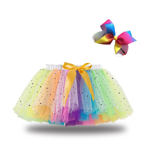 European And American New Style Girls' Skirt With Inner Lining, Bowknot, Hairpin, Mesh And Fluffy Skirt