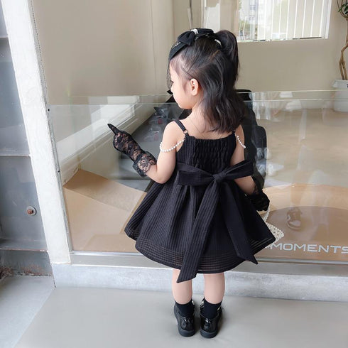 Summer Girls Suspender Dress Foreign Style Princess Unkempt Dress Girl Black Dress Dress