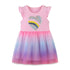 2022 European And American Style Girls Short Sleeve Dress Summer Cartoon Colored Yarn Princess Dress