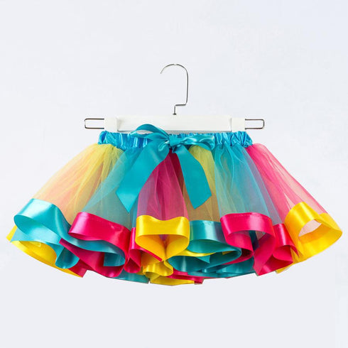 Summer New New Upgrade Plus Lined Mesh Rainbow Skirt Girl Skirt