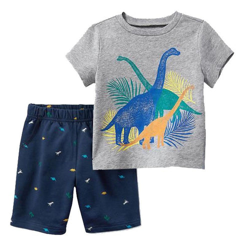 Summer boy dinosaur short sleeve suit