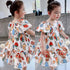 Girls' Summer Cartoon Graffiti Bubble Sleeve Princess Skirt