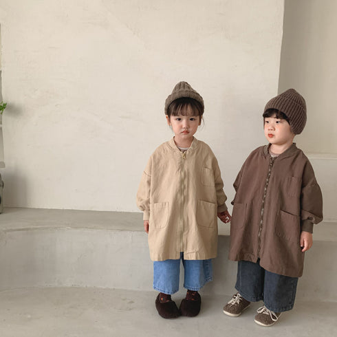 Medium and long children's coat spring and autumn windbreaker foreign style baby coat