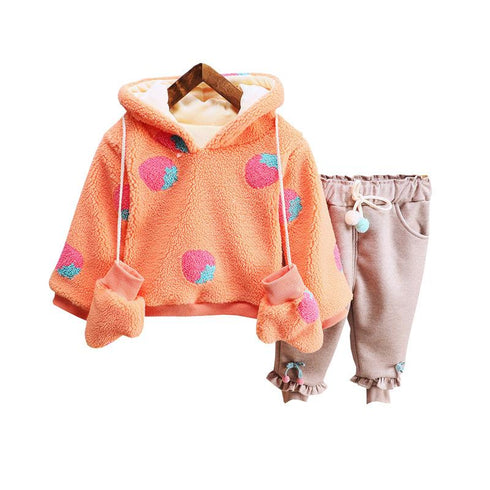 Girls fall/winter plus velvet two-piece set