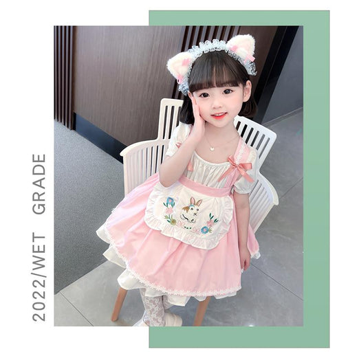 Girls Summer Dress Princess Dress 2022 New Summer Girl Foreign Style Unkempt Dress