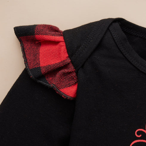 Christmas Elk Plaid Skirt Hair band Three-Piece Set