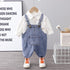 Boy's Long Sleeve Shirt Denim Straps Two-Piece Set