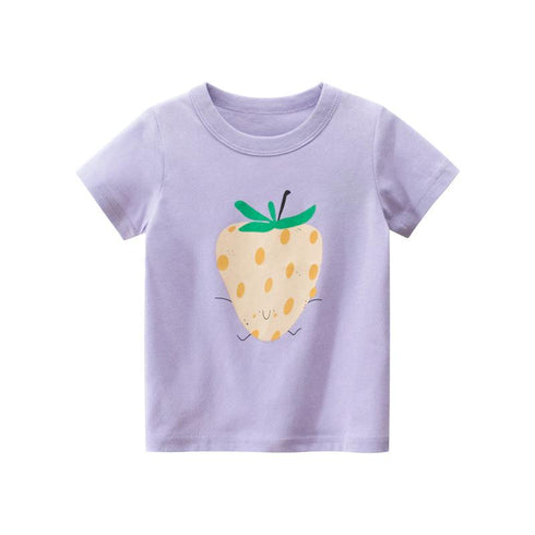 Summer girls short sleeve strawberries