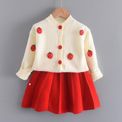 Children's sweater skirt cardigan fall/winter two-piece sweater