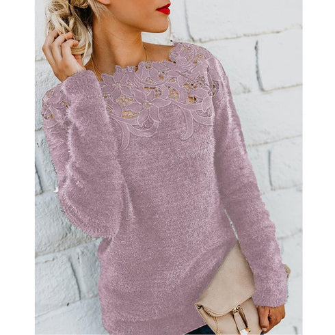 Mosaic Lace Long Sleeve Sweater
