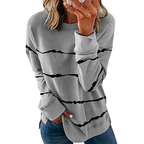 Loose Joker Striped Long Sleeve Sweatshirt