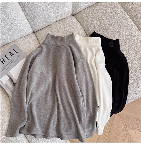 Plus velvet bottoming shirt padded warm coat winter children's high collar de velvet T-shirt