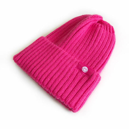 Warm knitted smiling face multicolor hat 13.77 inches