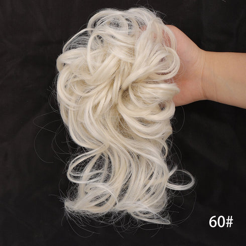 Synthetic bun wig fluffy hair ring ball head