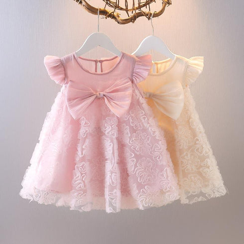 Summer New Baby Girl Bow Gauze Dress Girl Cute Princess Dress