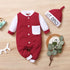 Autumn And Winter Red Spring And Autumn Cotton Single-breasted Long-sleeved Hooded Long-climbing Jumpsuit