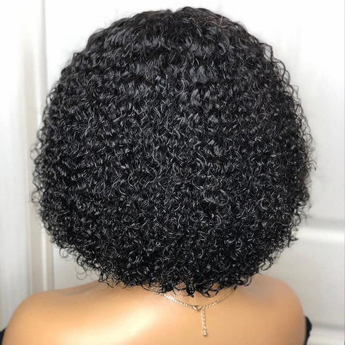 Women's Medium Black Curly Hair Short Chemical Fiber Hair Headgear