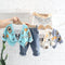 Spring and Autumn Boys Long Sleeve Cardigan Three-Piece Set
