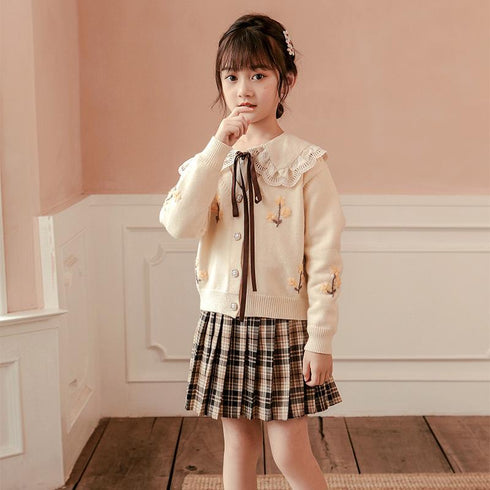Girls Fall Pleated Skirt Set