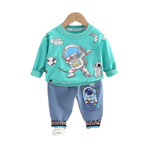 Spring and Autumn Boys Crewneck Long Sleeve Suit