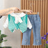 Casual Sweater Vest Three Piece Set Baby Girl Scarf Shirt Long Sleeve Set