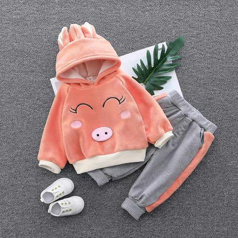 Girl's Thickened Fall/Winter Wear Two-Piece Set