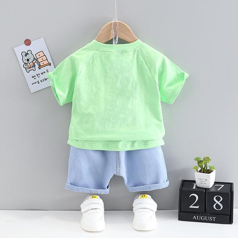 Summer boy shark short sleeve suit