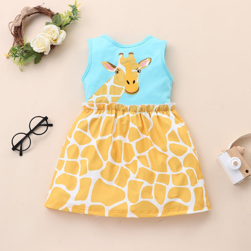 Girl's Sleeveless Giraffe-Print Dress