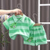 Baby Summer Short Sleeve Suit Half Sleeve Striped Bear Suit