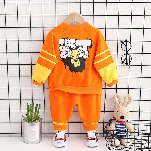 Spring and Autumn Children's Long Sleeve Zipper Wear Set Two-Piece Set
