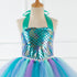 European And American Children's Clothing Girls Mermaid Fluffy Skirt Cospaly Performance Dress Fish Scale Dress Dress Send Headdress