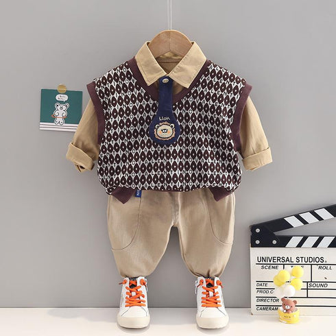 Boys spring and autumn suit sweater set of three