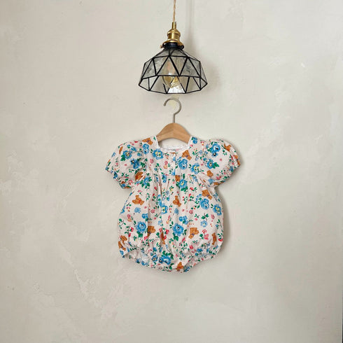 Printed Bubble Sleeve Wrap Fart Skirt Summer Infant / Toddler Creeper Thin BABY BODYSUIT