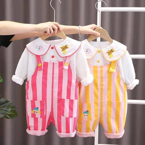 Spring and Autumn Girls Leisure Straps Two-Piece Set